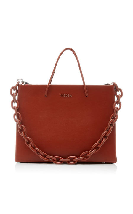 Hanna Chain-Detailed Leather Top-Handle Bag展示图