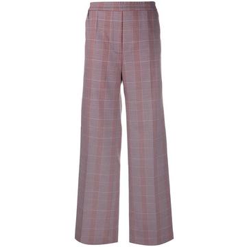 checkered high-waisted trousers