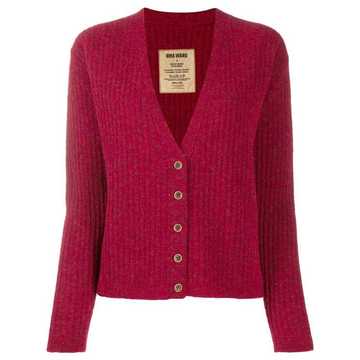 V-neck ribbed-knit cardigan