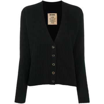 V-neck ribbed knit cardigan