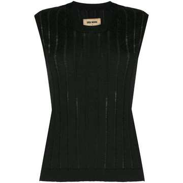 sheer ribbed-knit vest