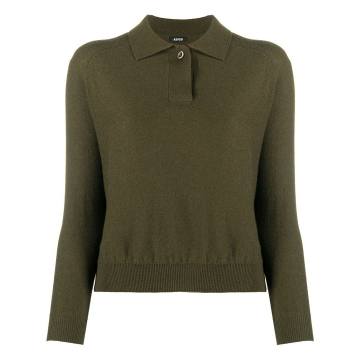 long-sleeve knitted polo shirt