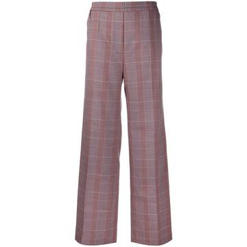 check-pattern straight-leg trousers