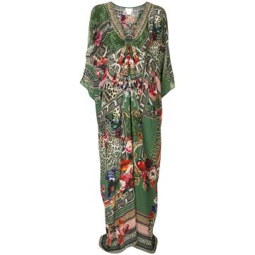 split-sleeve silk kaftan dress