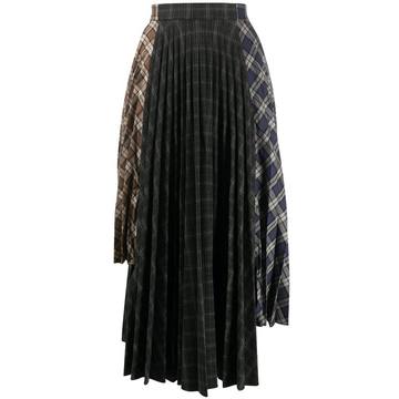 pleated asymmetric midi skirt