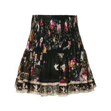 embellished floral-print mini skirt