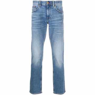 light-wash straight leg jeans