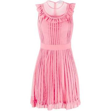 ruffle-detail pleated dress