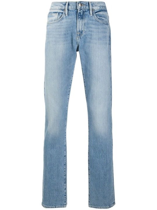 straight leg stonewashed jeans展示图