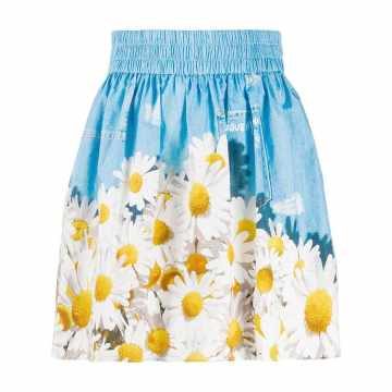 daisy print high-waisted skirt