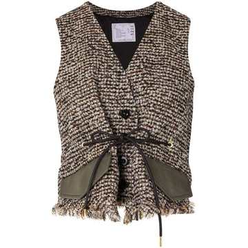 cropped tweed waistcoat