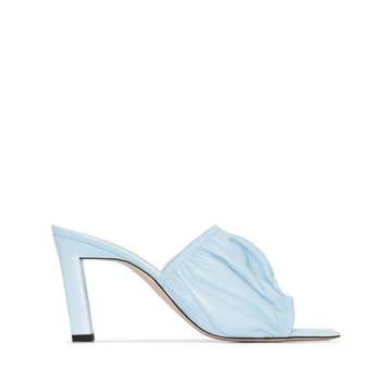 blue Ava 55 ruffled mules