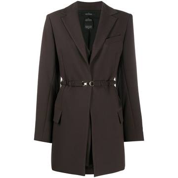 belted mid-length blazer