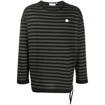 crew neck striped print sweater