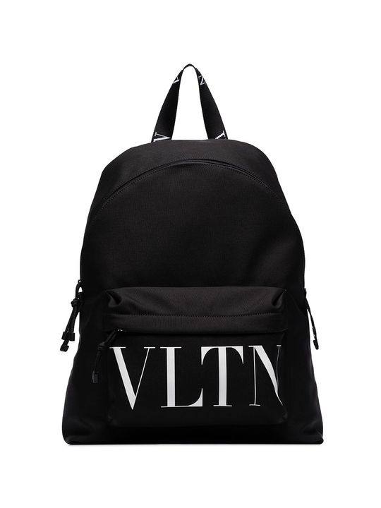 Black large logo print backpack展示图