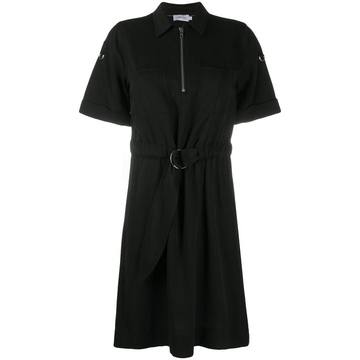 zipped belted shirt dress