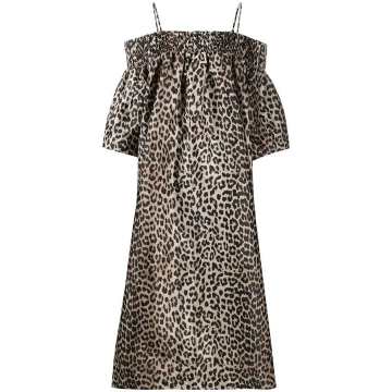 off-shoulder leopard dress