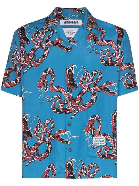 Rattlesnake print Aloha shirt展示图