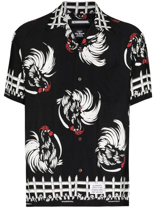 Rooster print Aloha shirt展示图