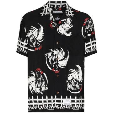 Rooster print Aloha shirt