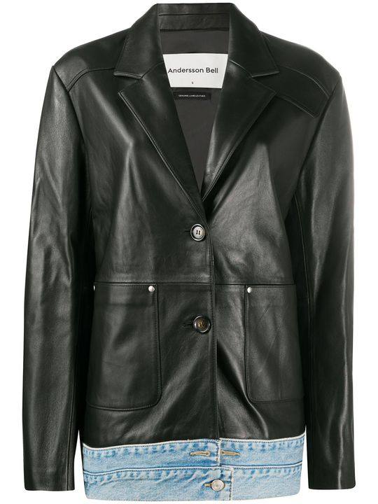 Molly Denim Layered Leather Jacket展示图
