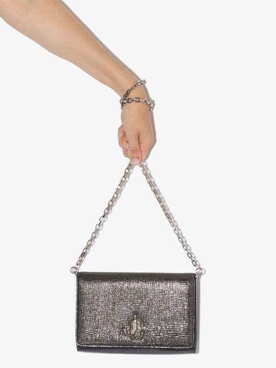 Silver Varenne metallic leather clutch bag展示图