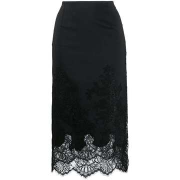 high-waisted lace applique skirt