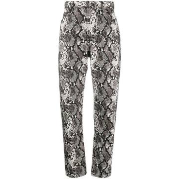 high-waisted snake print trousers