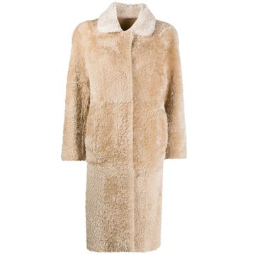 reversible shearling long coat