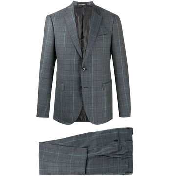 checked pattern single-breasted suit