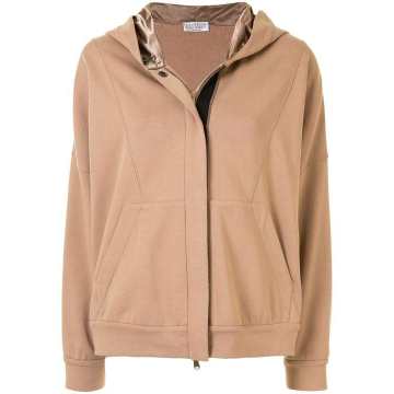 contrast zip-up hoodie
