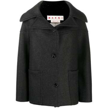 spread-neck wool coat