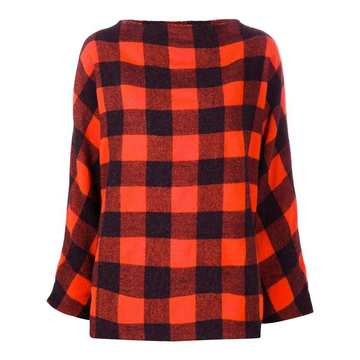 buffalo-plaid cashmere blouse