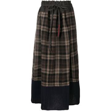 plaid check drawstring skirt