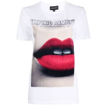 lips print round neck T-shirt