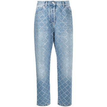 diamanté check jeans