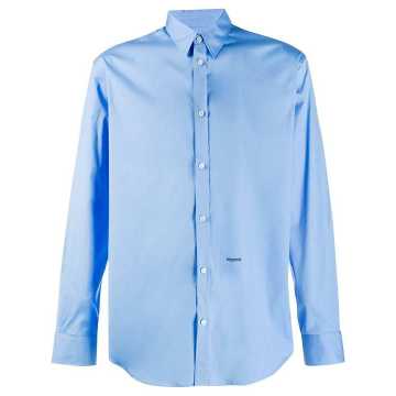 blue button-down cotton shirt