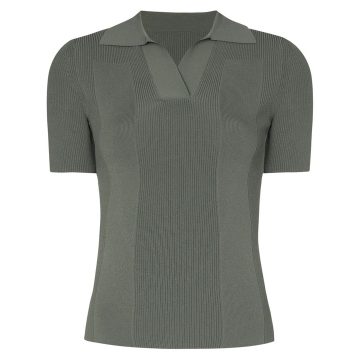 open back ribbed polo top