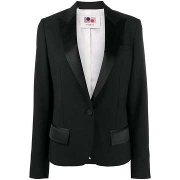 single-breasted satin lapel blazer