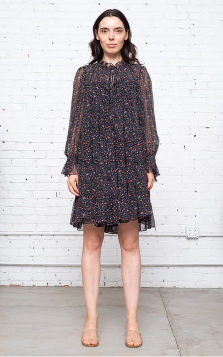 Bennet Ditsy-Print Crinkled Chiffon Mini Dress展示图