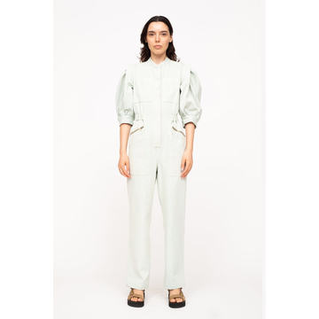 Hildur Puff-Sleeve Acid-Washed Cotton Jumpsuit