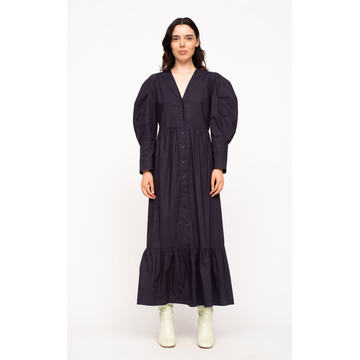 Karla Puff-Sleeve Cotton Midi Dress