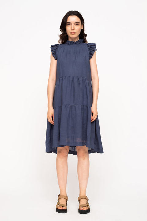 Hattie Pleat-Trimmed Cotton Ramie Mini Tunic Dress展示图