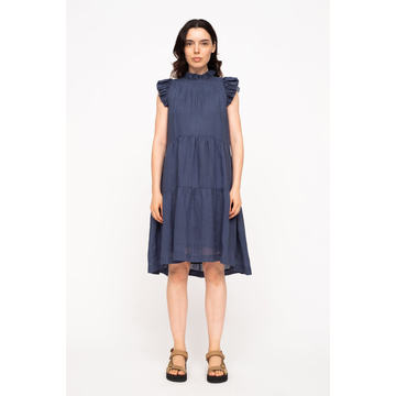 Hattie Pleat-Trimmed Cotton Ramie Mini Tunic Dress