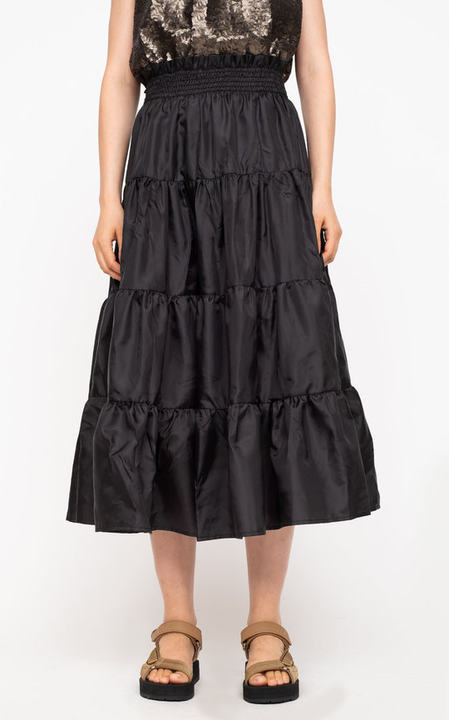 Nadja Tiered Taffeta Midi Skirt展示图