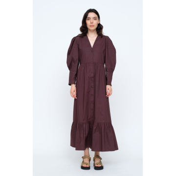 Karla Puff-Sleeve Cotton Midi Dress