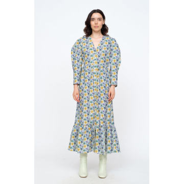 Leslie Puff-Sleeve Liberty-Print Cotton Midi Dress