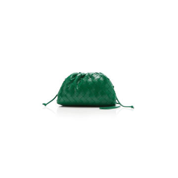 The Pouch Small Gathered Intrecciato Leather Clutch