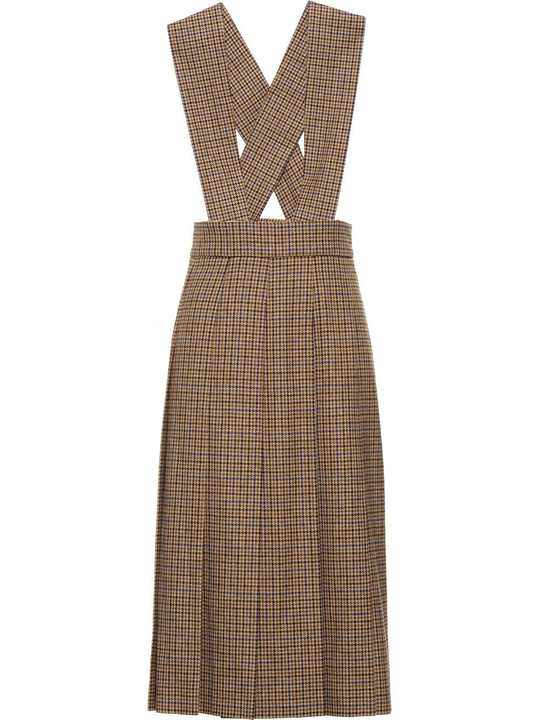 houndstooth pleated midi dress展示图