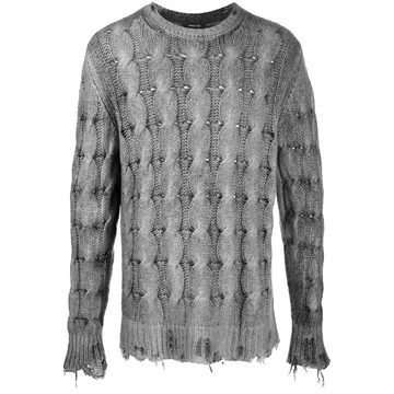 distressed cable knit jumper